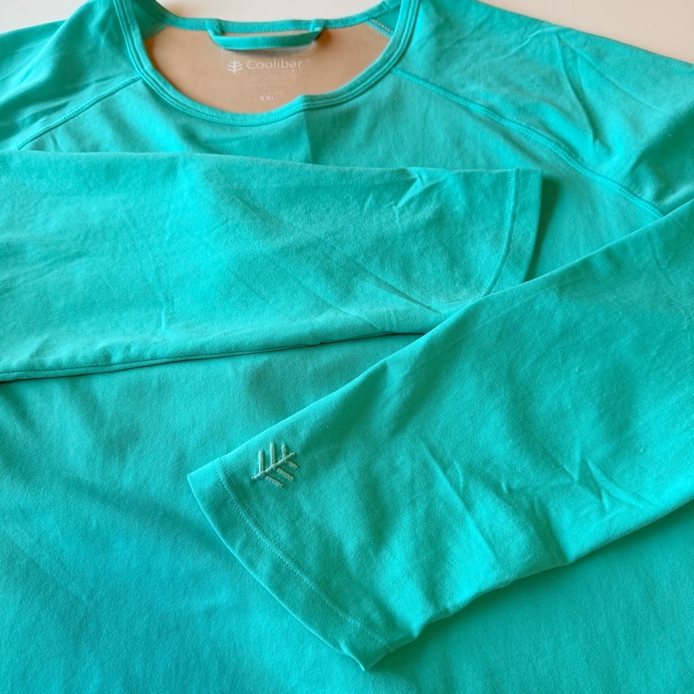 Coolibar LumaLeo Long Sleeve T-Shirt with Thumbholes in Blue Curacao size XXL - Picture 9 of 15